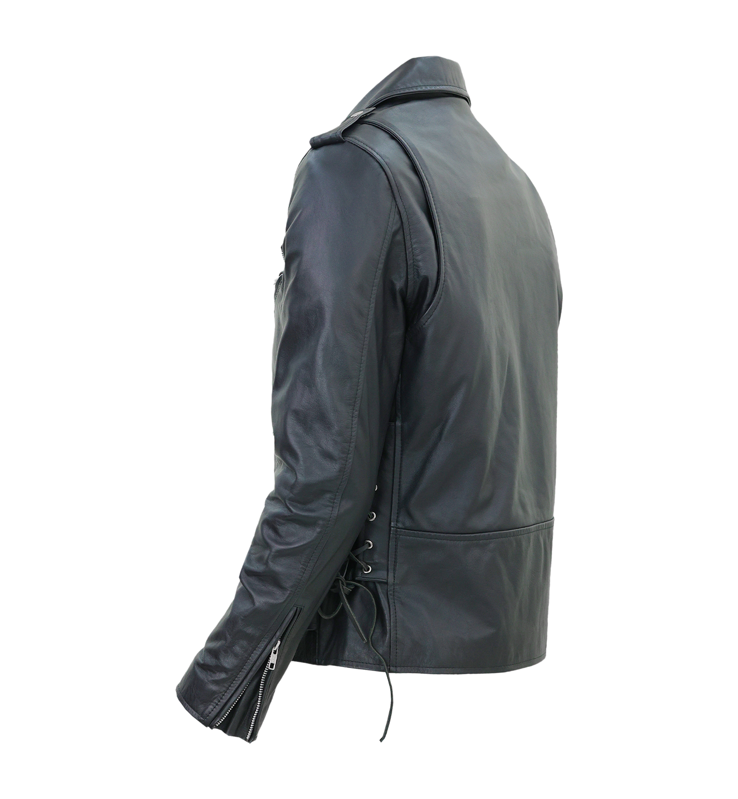 Kaan Zipper Leather Biker Jacket for Men's Black-4