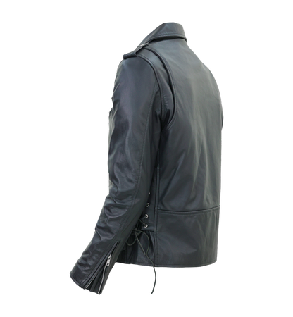 Kaan Zipper Leather Biker Jacket for Men's Black-4