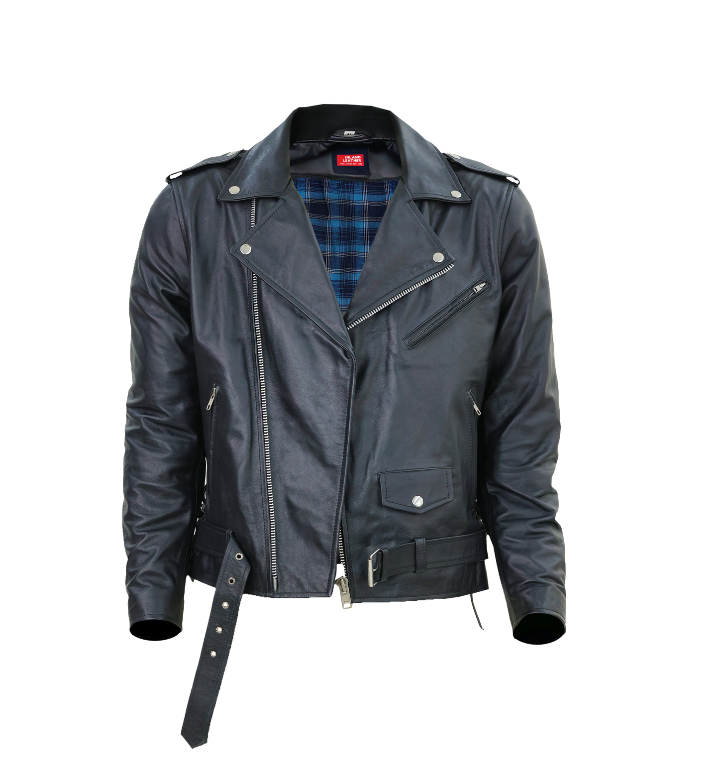 Kaan Zipper Leather Biker Jacket for Men's Black-1