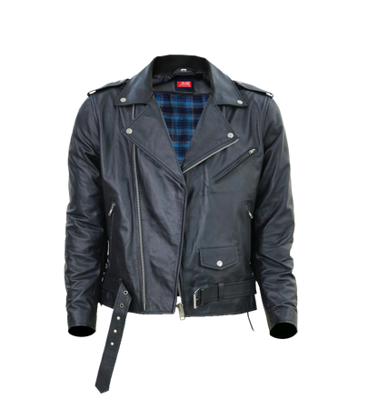 Kaan Zipper Leather Biker Jacket for Men's Black-1