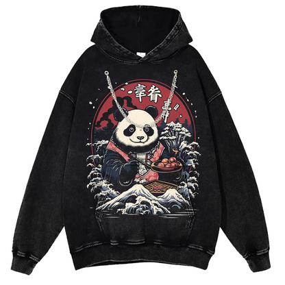 Japanese Style Panda Hip-Hop Retro Distressed T-Shirt-7