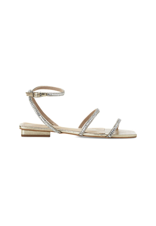 Silver Leather Flat Sandals – Handcrafted with Crystal Straps