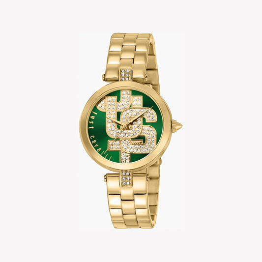 Just Cavalli Women's Gold Stainless Steel Watch, Green Dial | Jc1l241m0065-0