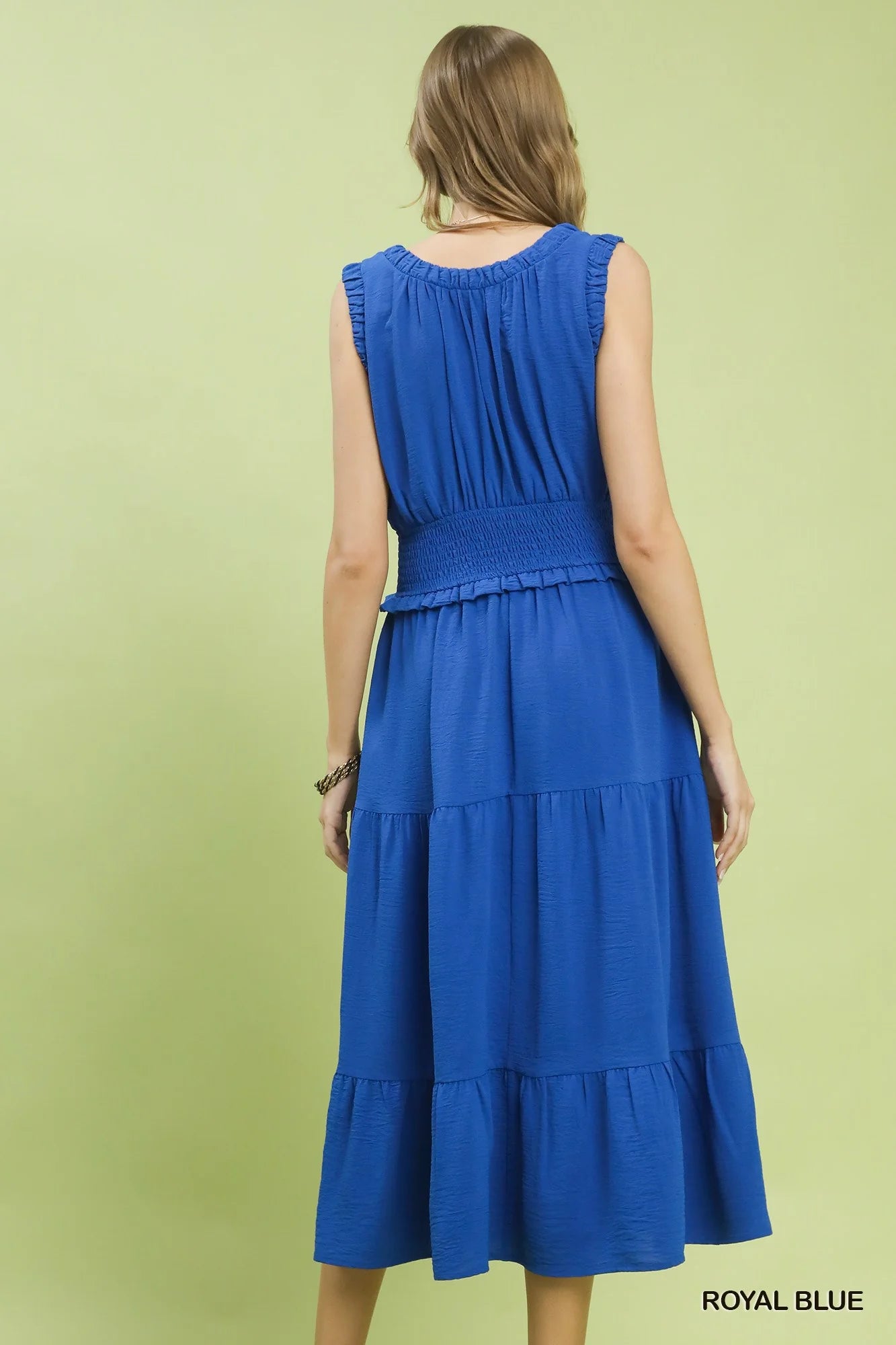 Umgee Smocked Waist Tiered Midi Dress-1