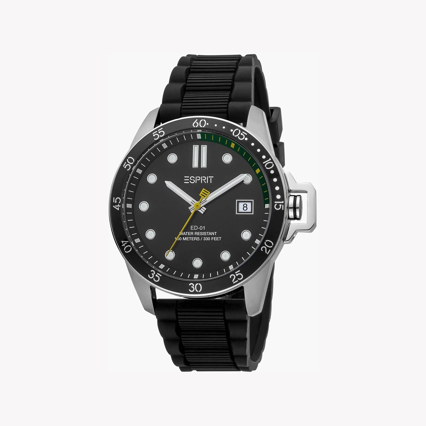 Esprit Men's Black Rubber Watch, Black Dial | Es1g096m0065-0