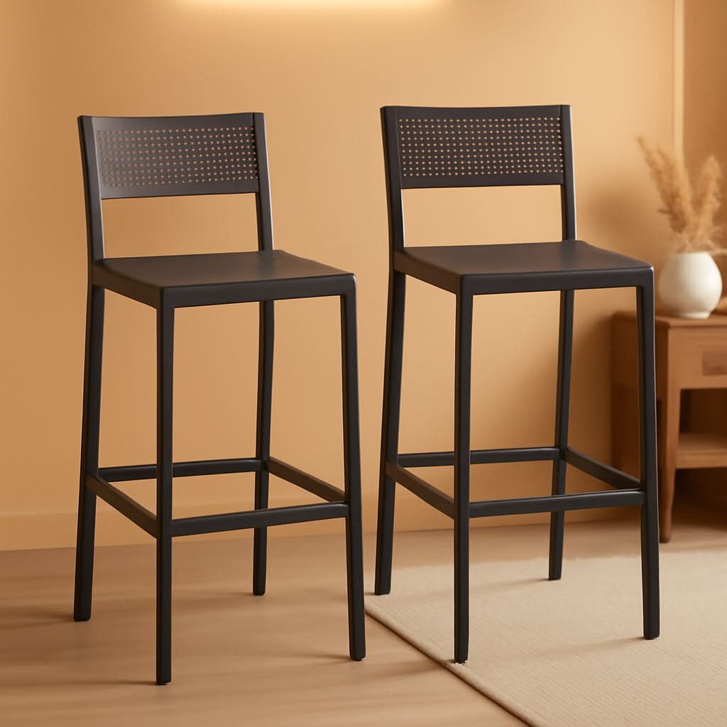 Industrial Charcoal Gray Bar Stools Set Of 2 for Kitchen-0