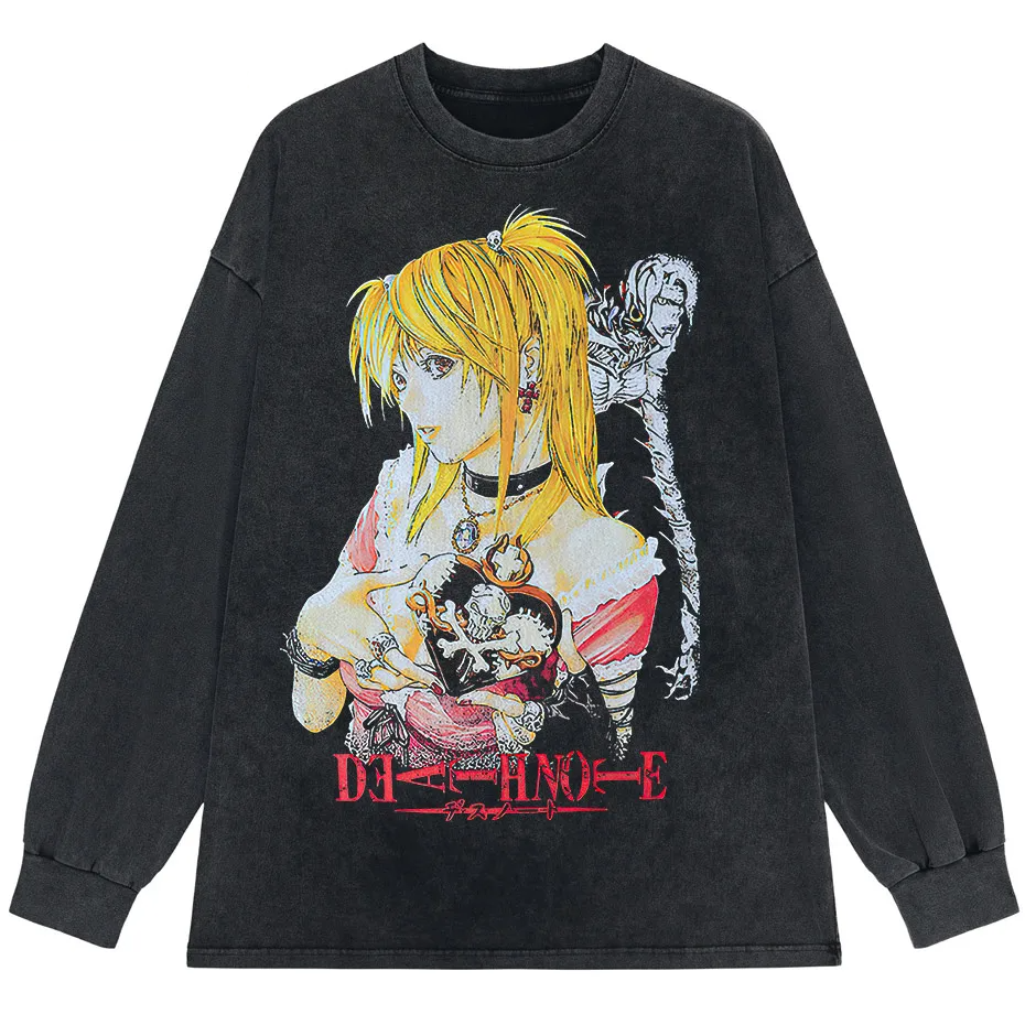 Harajuku Black Source T-Shirt Men Hip Hop Vintage Anime Graphic Oversized Cotton Tee-5