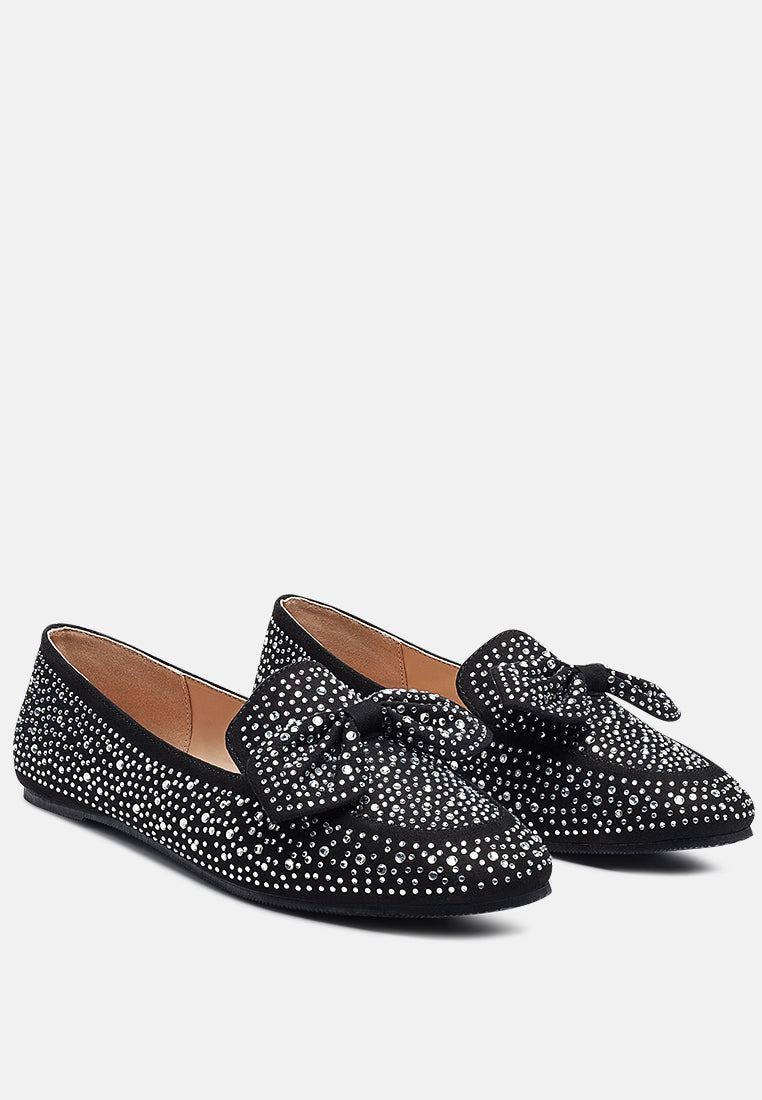 Dewdrops Embellished Casual Bow Loafers-2