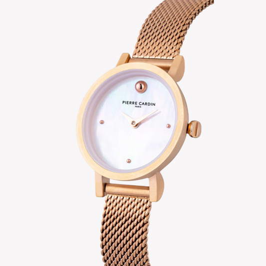 Pierre Cardin Women's Rose Gold Watch, White Dial | Ccm.0524-1