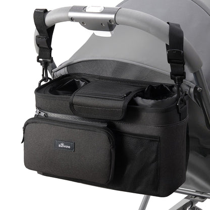 SUNVENO Universal Stroller Organizer with Insulated Cup Holder Detachable Phone Bag-5
