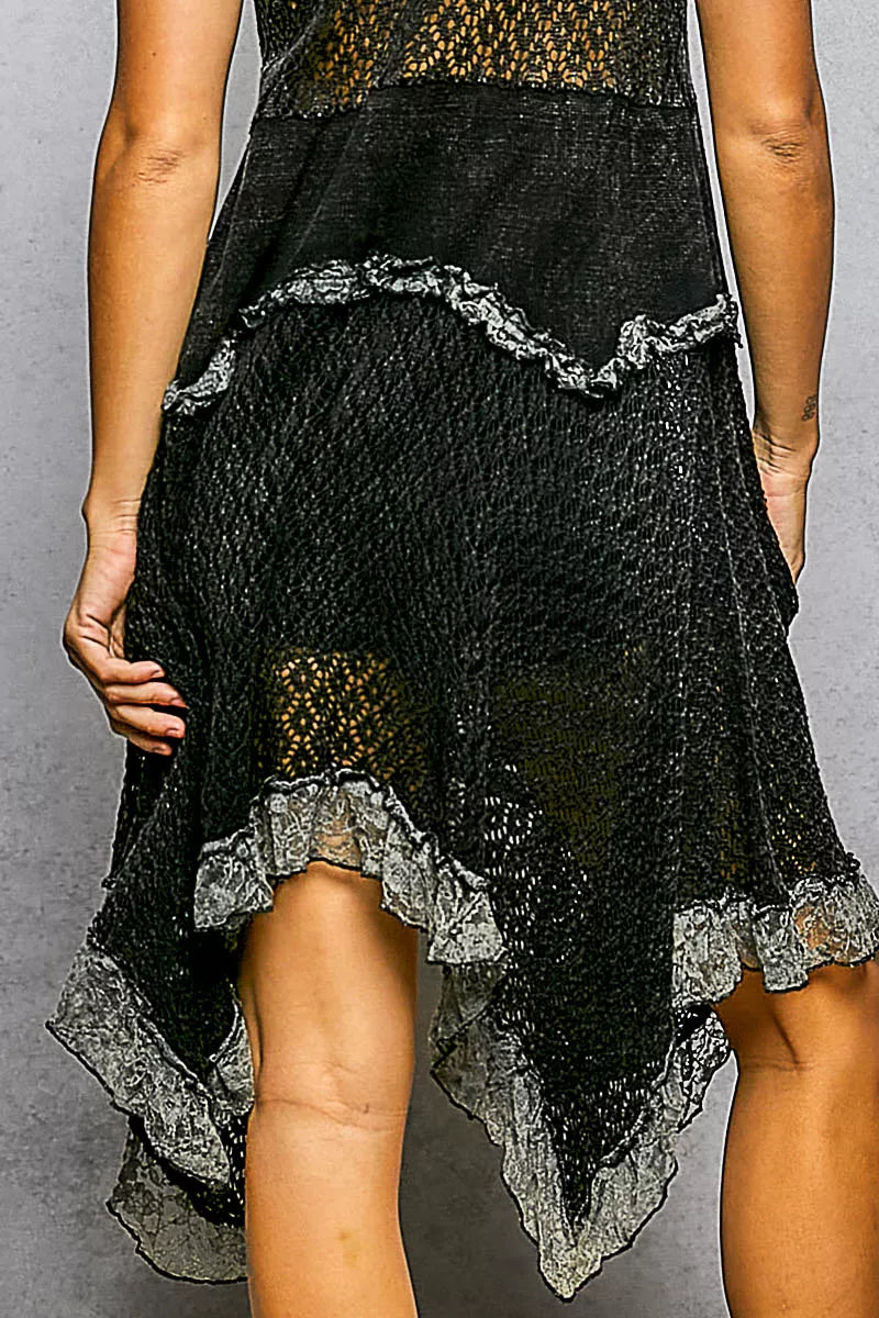 POL Texture Lace Ruffled Sleeveless Dress-4