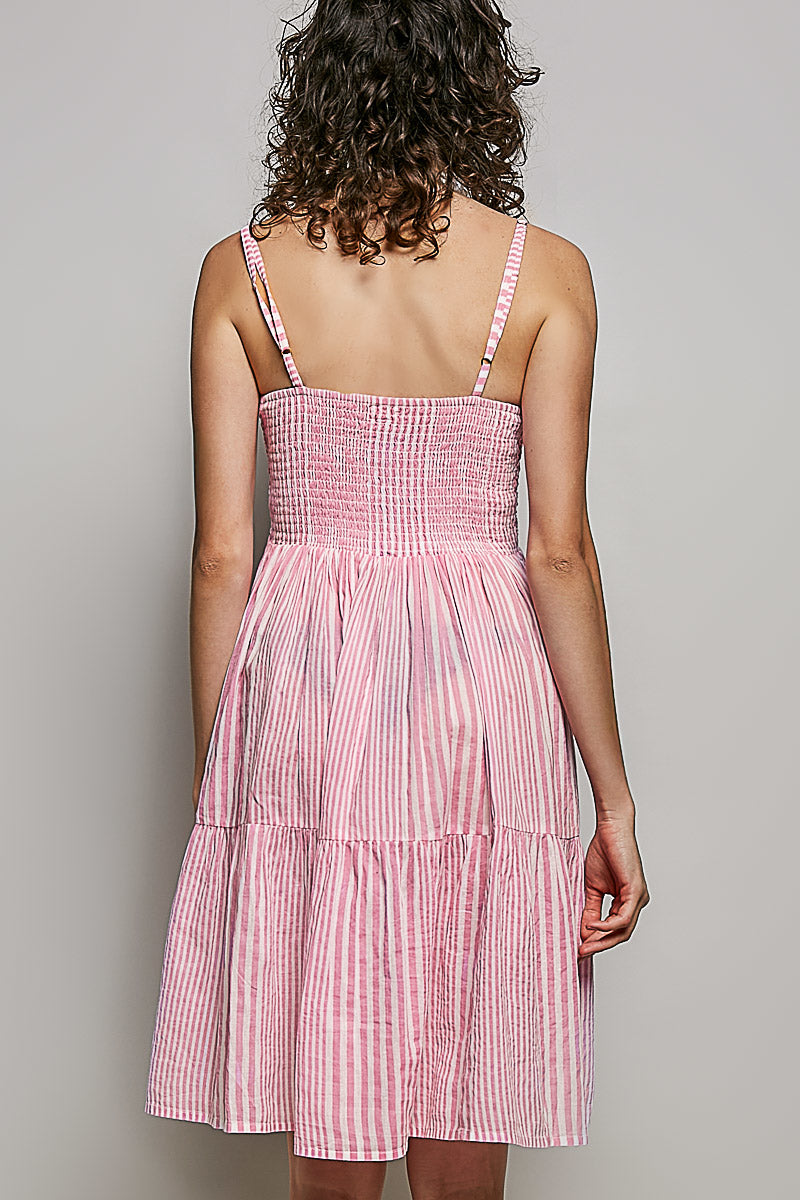 POL Striped Smocked Embroidered Mini Dress-3