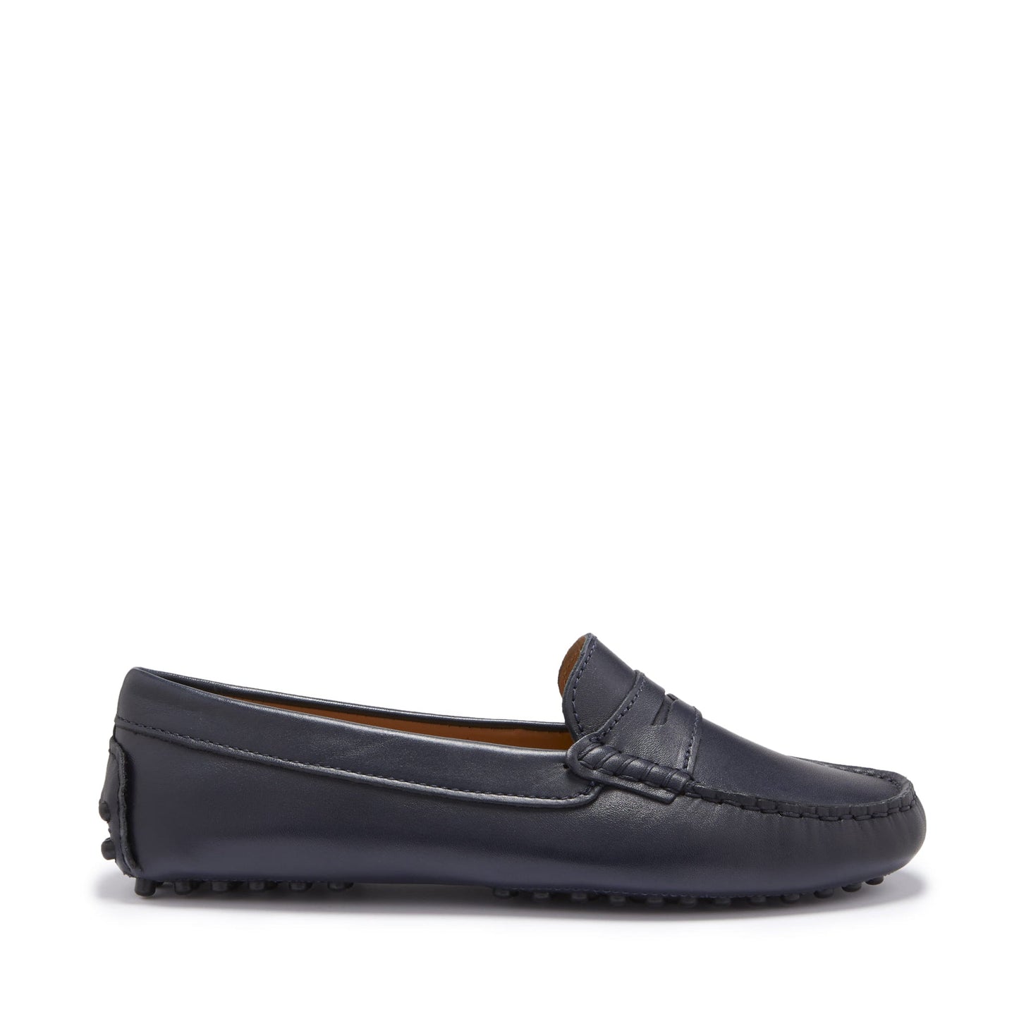 Women's Penny Driving Loafers, navy blue leather-0