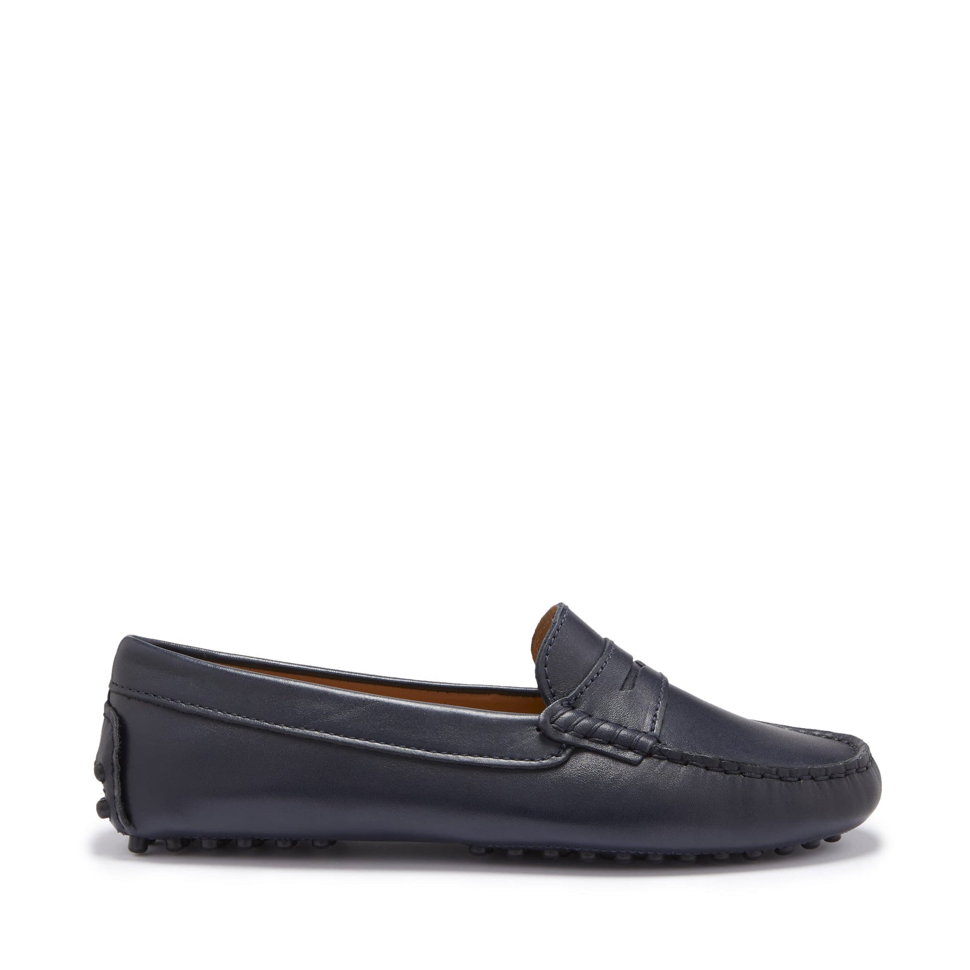 Women's Penny Driving Loafers, navy blue leather-0