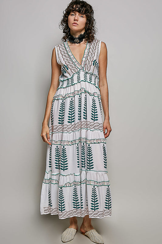 POL Floral Printed Sleeveless Tiered Dress with Smocked Waistband-1