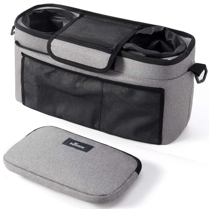 SUNVENO Universal Stroller Organizer with Insulated Cup Holder Detachable Phone Bag-2