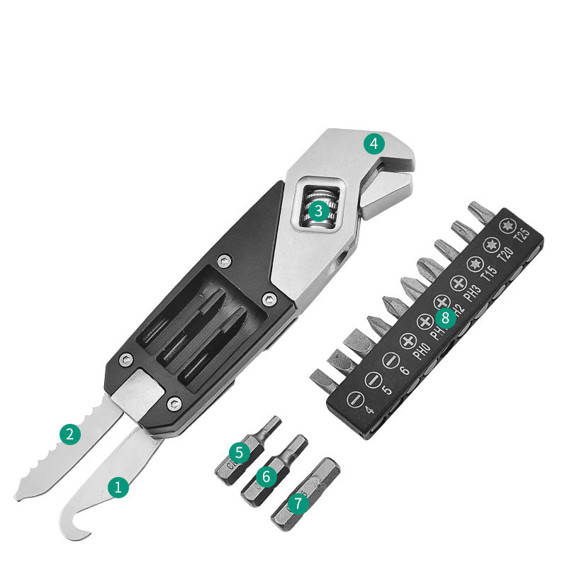 Multitool Wrench With 8 Tools/Pliers/Wire Cutter/Flat Screwdriver/Phillips Screwdriver/Portable Folding Multifunctional Adjustable Multi Purpose Stainless Steel Tool-1