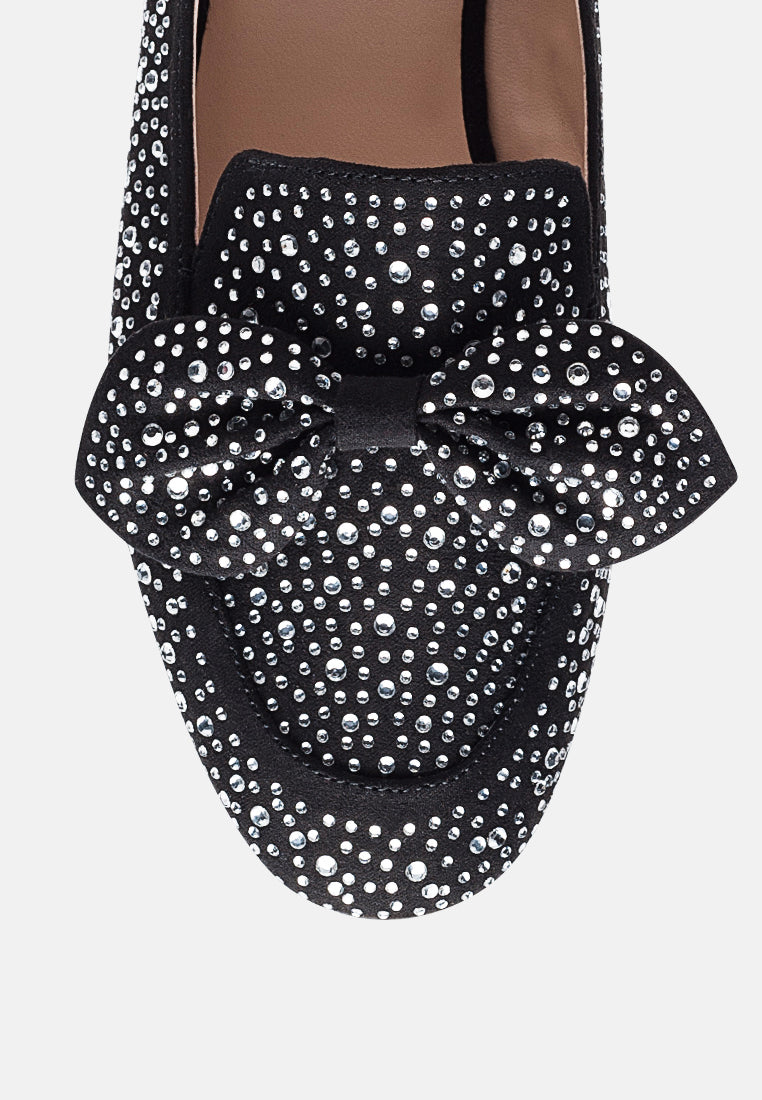 Dewdrops Embellished Casual Bow Loafers-4