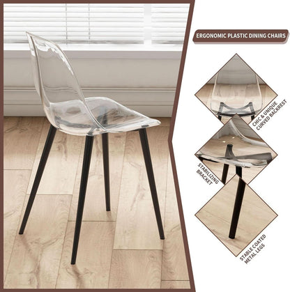 Clear Acrylic Dining Chairs Set of 4 With Black Legs-3
