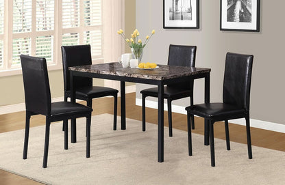 Black Metal Dining Table With Laminated Faux Marble Top-4