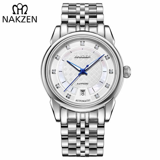 NAKZEN Men Japan Automatic NH35 Movement Mechanical Watch Mens Luminous Waterproof Diamond Classic Wrist Watches Reloj Hombre 6033-0