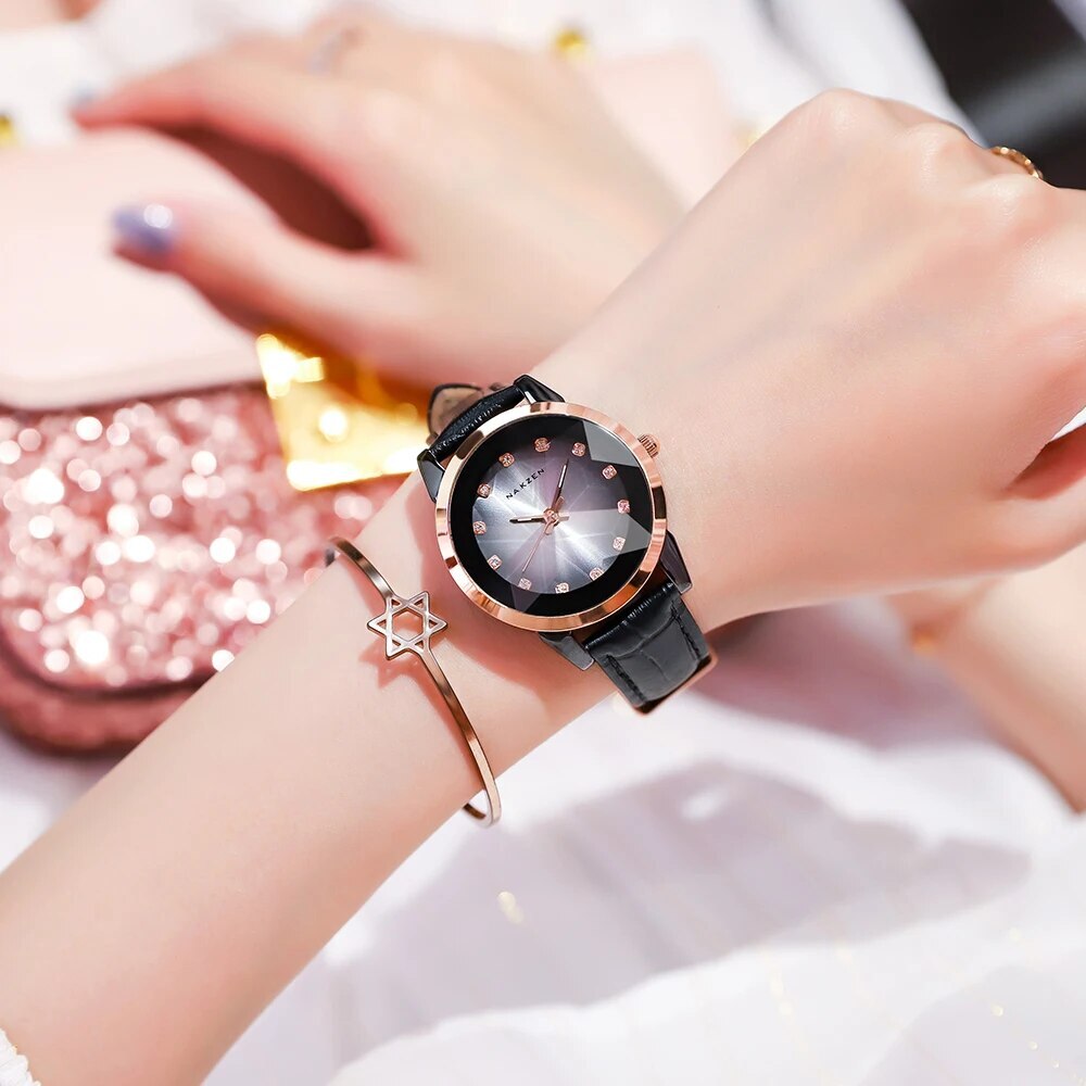 NAKZEN Women Watches Waterproof Black Ceramic Leather Luxury Fashion Ladies Quartz Watch Relogio Feminino Montre Femme 1027-3