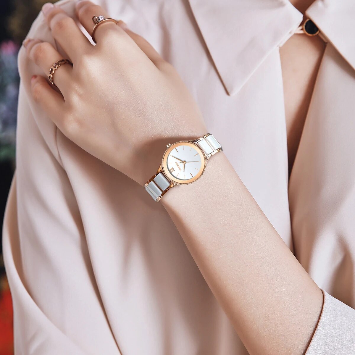 Ladies Quartz Watch Luxury Diamond Wristwatch Life Waterproof  Stainless Steel  Clock Gifts for Women White Watches Casual Reloj 1031-2