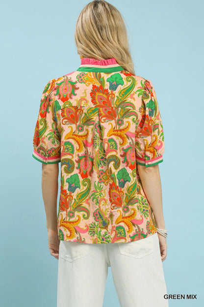 Umgee Jacquard Abstract Print Top-4