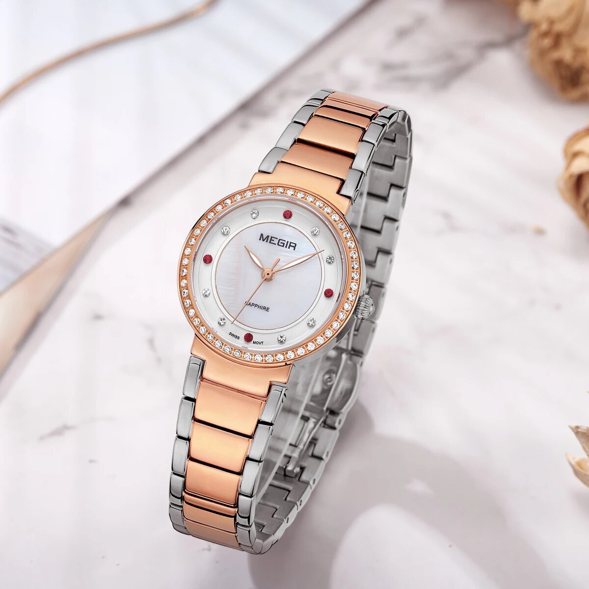 MEGIR Fashion Stainless Steel Women Bracelet Quartz Watches Elegant Business Ladies Clock Female Sport Wristwatch Reloj Mujer 4164-2