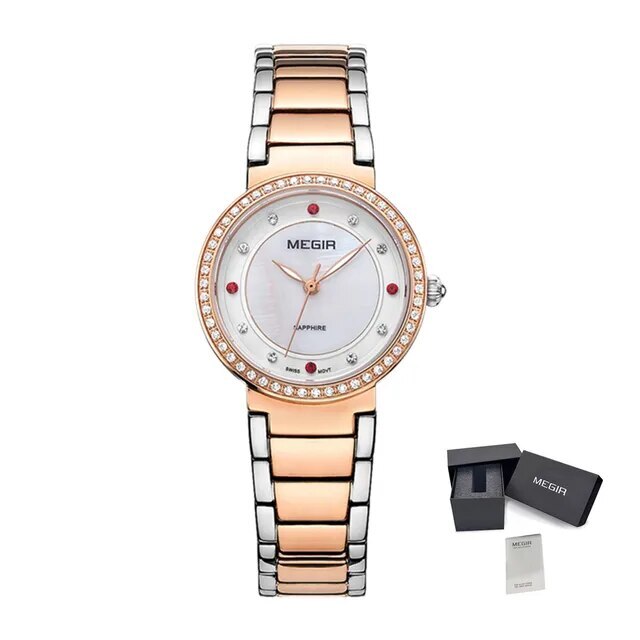 MEGIR Fashion Stainless Steel Women Bracelet Quartz Watches Elegant Business Ladies Clock Female Sport Wristwatch Reloj Mujer 4164-10