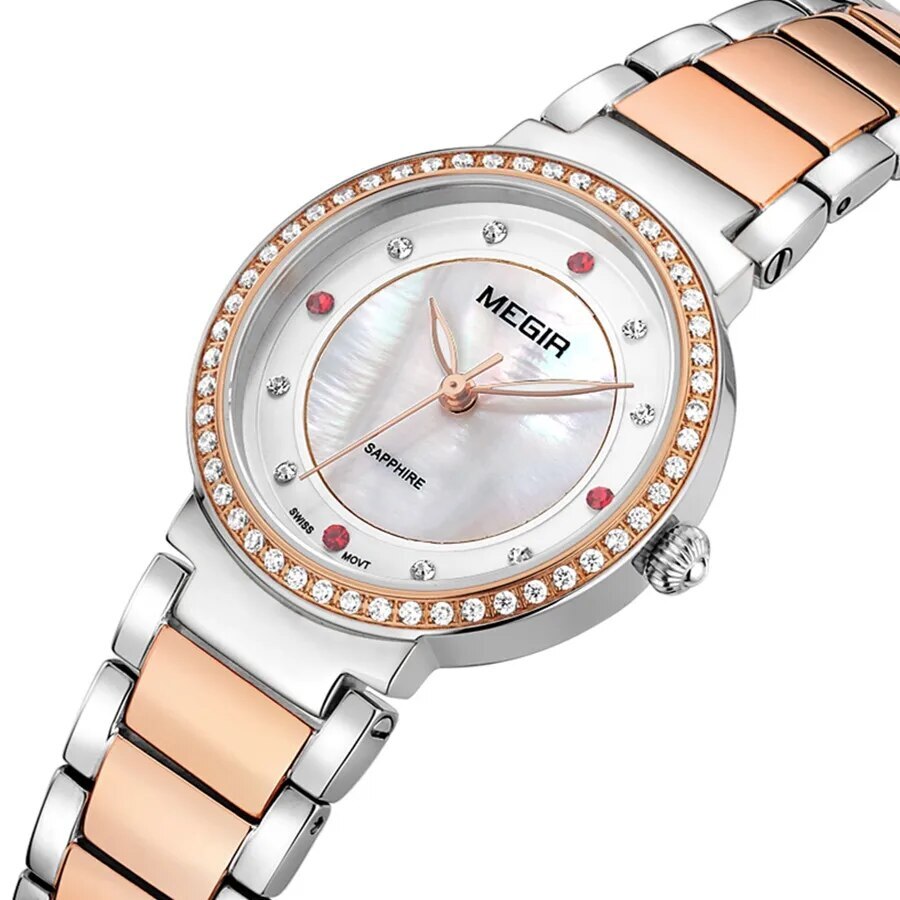 MEGIR Fashion Stainless Steel Women Bracelet Quartz Watches Elegant Business Ladies Clock Female Sport Wristwatch Reloj Mujer 4164-5