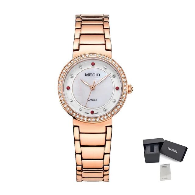 MEGIR Fashion Stainless Steel Women Bracelet Quartz Watches Elegant Business Ladies Clock Female Sport Wristwatch Reloj Mujer 4164-8