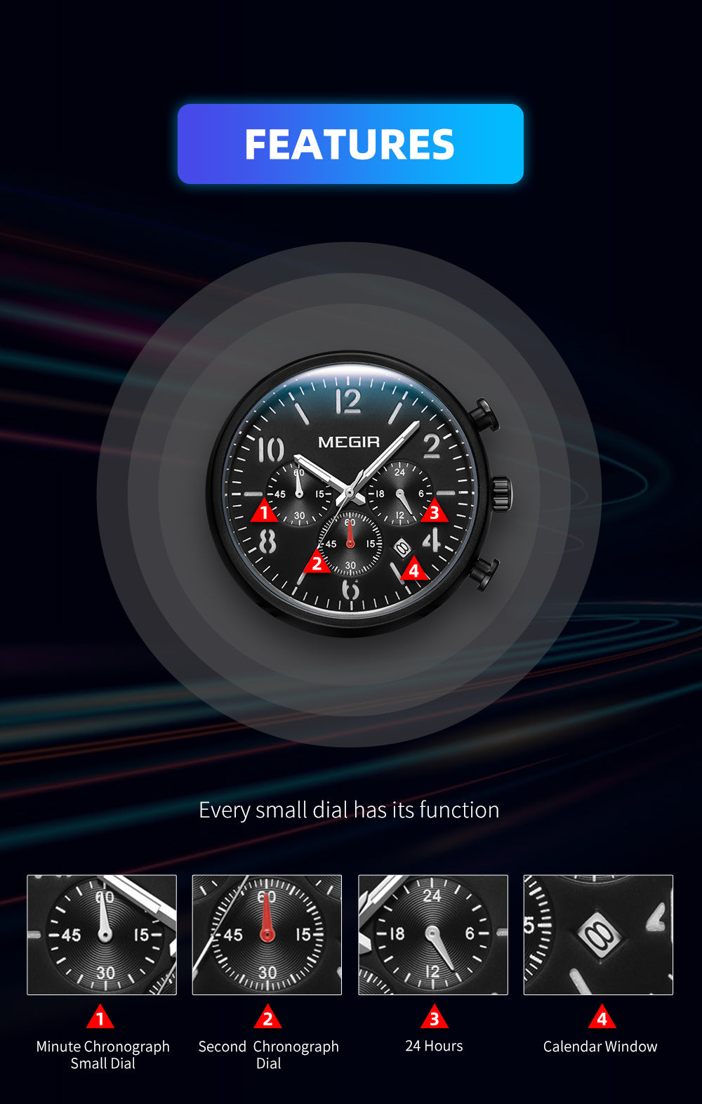 MEGIR Fashion Mens Watches Luxury Sport Quartz Wrist Watch Steel Mesh Business Casual Watches Calendar Leather Band Man Clock 2158