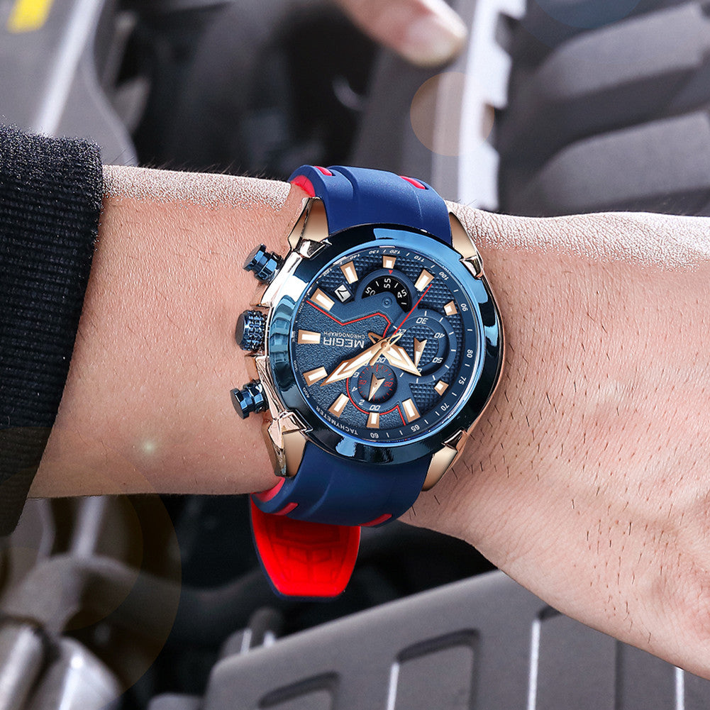 MEGIR Fashion Men's Watches Silicone Military Sport Watch Waterproof Date Chronograph Clock Wristwatch Relogio Masculino 2065-2