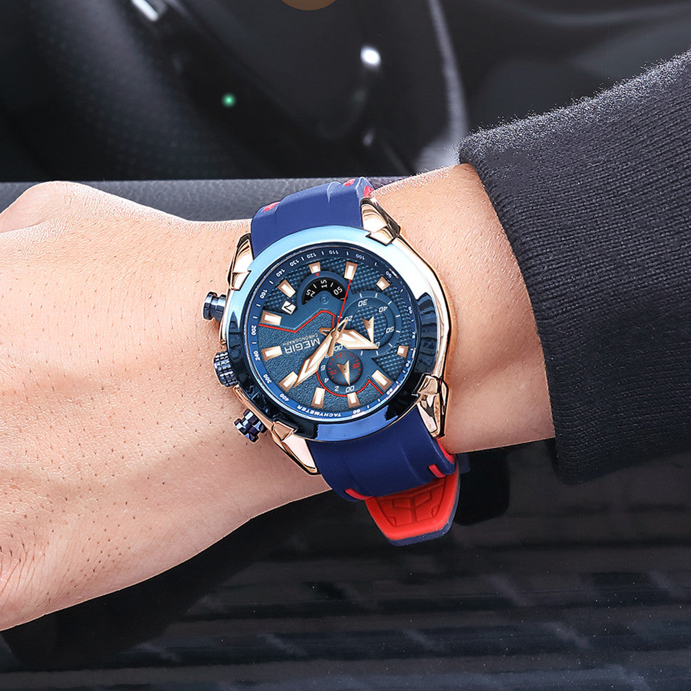 MEGIR Fashion Men's Watches Silicone Military Sport Watch Waterproof Date Chronograph Clock Wristwatch Relogio Masculino 2065-1