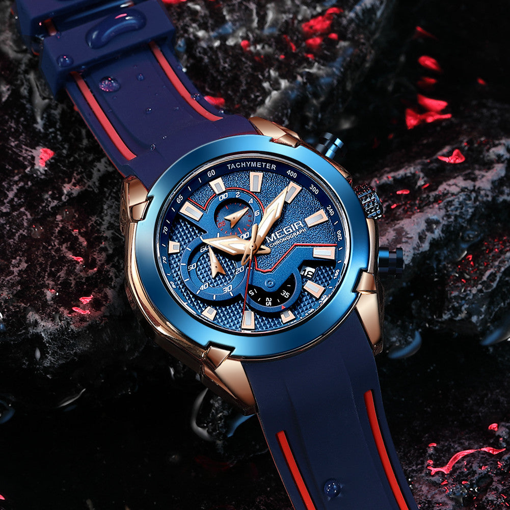 MEGIR Fashion Men's Watches Silicone Military Sport Watch Waterproof Date Chronograph Clock Wristwatch Relogio Masculino 2065-4