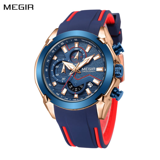 MEGIR Fashion Men's Watches Silicone Military Sport Watch Waterproof Date Chronograph Clock Wristwatch Relogio Masculino 2065-0