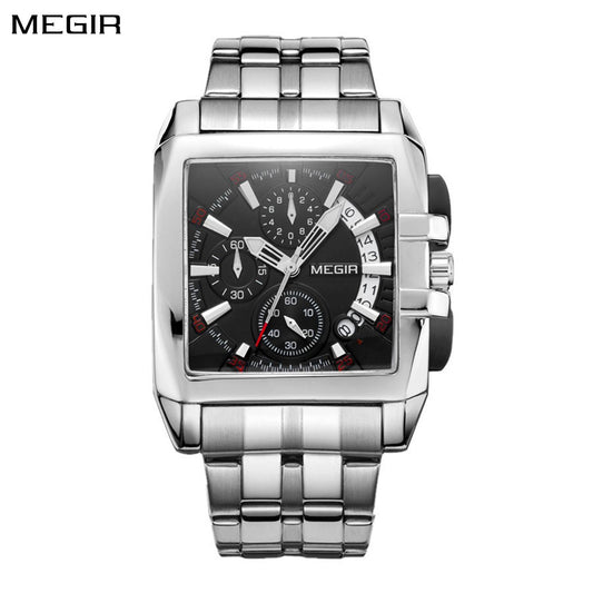 MEGIR Original Luxury Men Watch Stainless Steel Bracelet Quartz Military Wristwatch Business Watches Chronograph Big Dial Relogio Masculino 2018-0