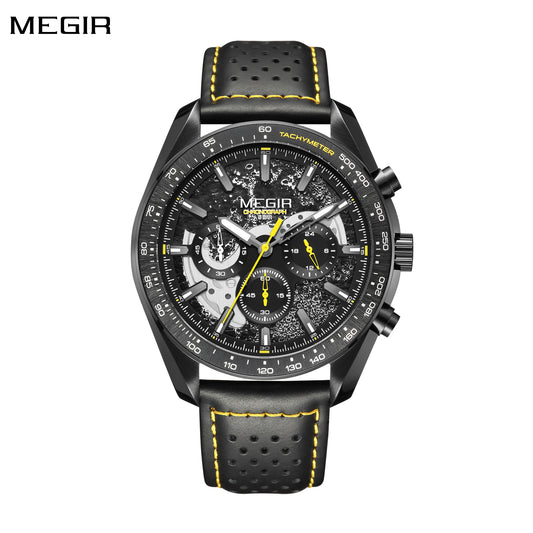 MEGIR Luxury Men's Business Casual Watches Leather Waterproof Quartz Chronograph Male Clock Wristwatch Relogio Masculino 8408-0