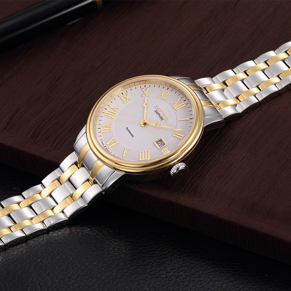 MEGIR Automatic Mechanical Watch Men Stainless Steel Watches Top Brand Luxury Business Wristwatch Male Clock Relogio Masculino 96001-6