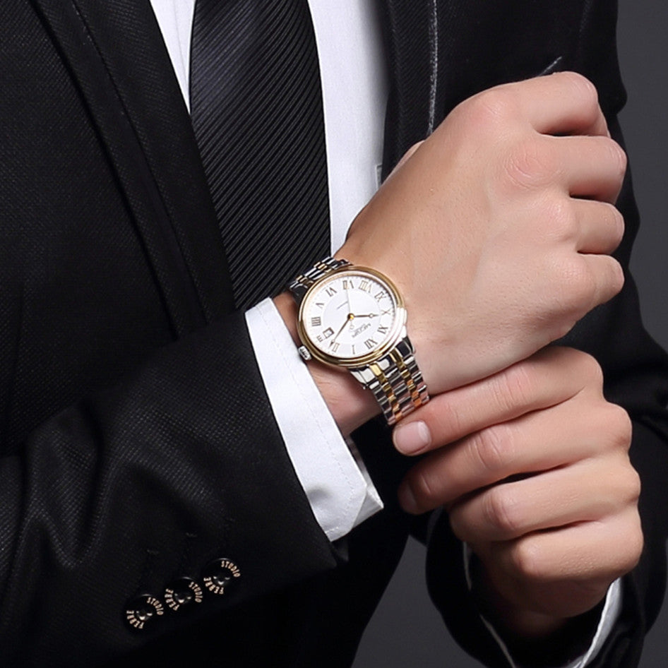 MEGIR Automatic Mechanical Watch Men Stainless Steel Watches Top Brand Luxury Business Wristwatch Male Clock Relogio Masculino 96001-3