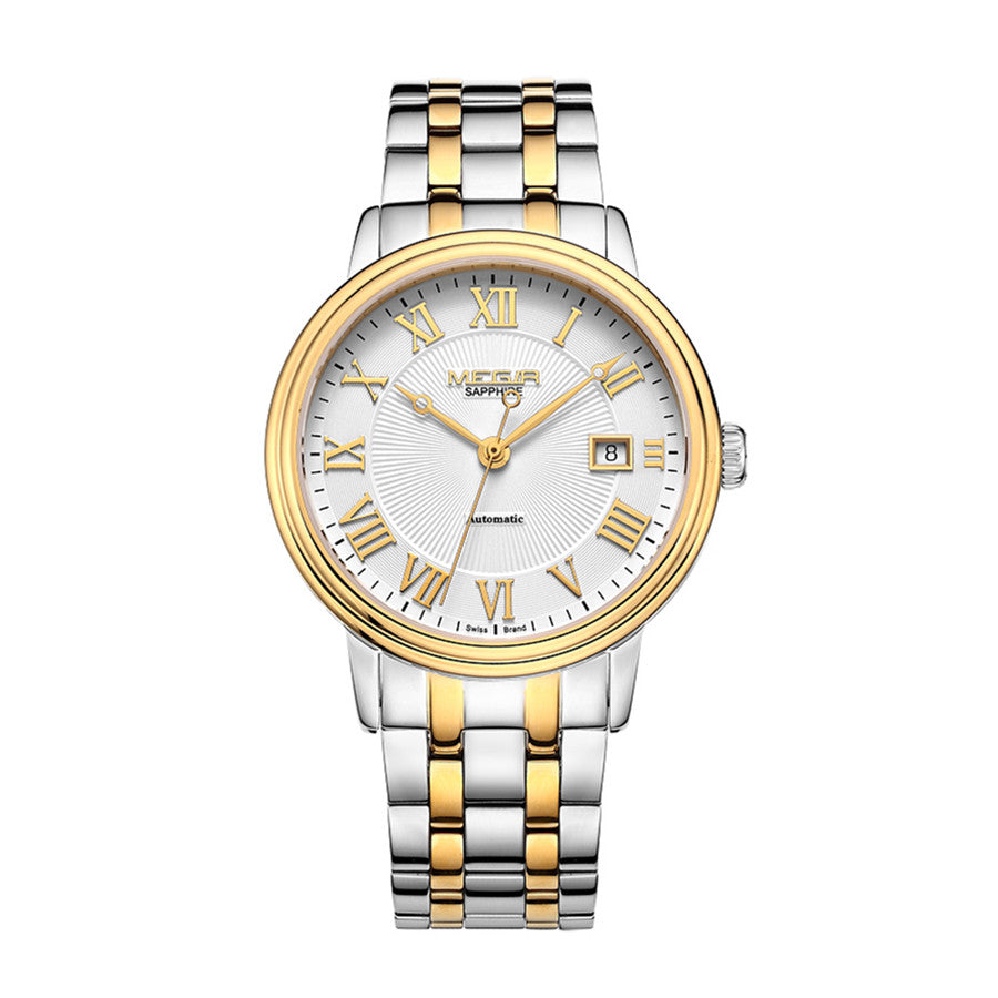 MEGIR Automatic Mechanical Watch Men Stainless Steel Watches Top Brand Luxury Business Wristwatch Male Clock Relogio Masculino 96001-1