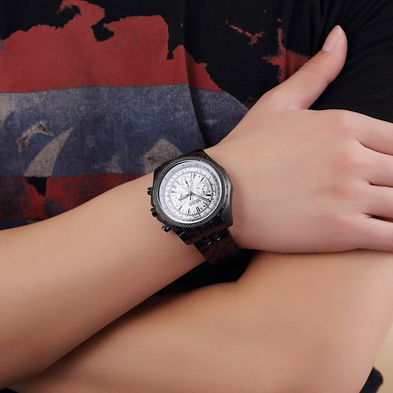 MEGIR Fashion Business Men's Watch Stainless Steel Quartz Wristwatch Calendar Big Dial Man Military Sports Chronograph Clock 2006-2