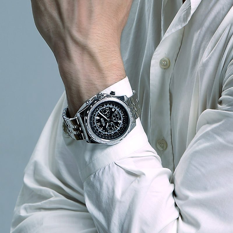 MEGIR Fashion Business Men's Watch Stainless Steel Quartz Wristwatch Calendar Big Dial Man Military Sports Chronograph Clock 2006-1