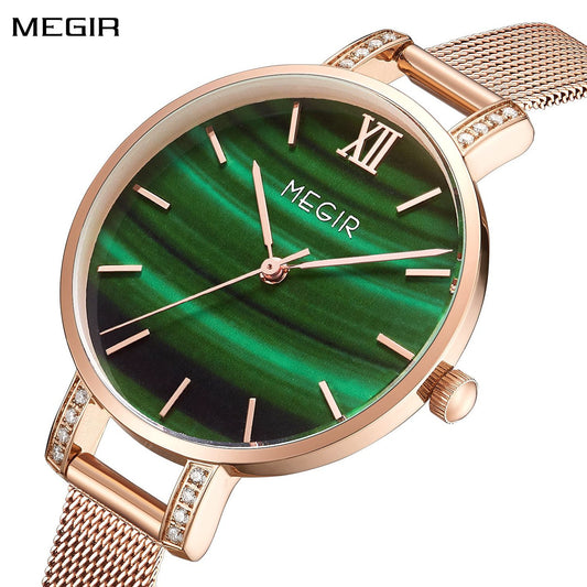 MEGIR Fashion Quartz Women Bracelet Watches Luxury Casual Ladies Dress Clock Female Steel Mesh Band Wristwatch Relogio Feminino 7002-0