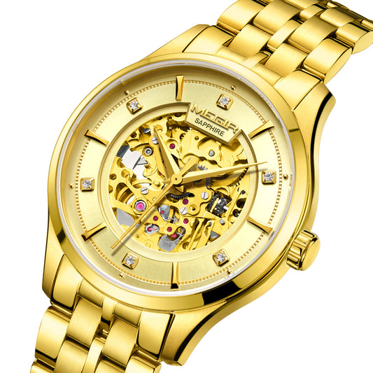 MEGIR Luxury Men Watches Waterproof Automatic Mechanical Watch Stainless Steel Sapphire Gold Business WristWatch Reloj Hombre 62058-10