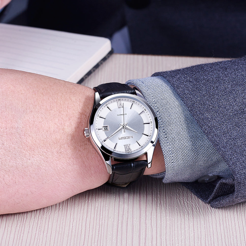 MEGIR Original Brand Men's Watches Automatic Mechanical Watch 5Bar Waterproof Leather Luxury Wristwatch Clock Relogio Masculino 62063-2