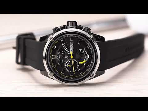 MEGIR Chronograph Luxury Brand Men Sports Watches Silicone Strap Quartz Casual Wristwatch Waterproof Calendar Reloj Hombre 2086-13
