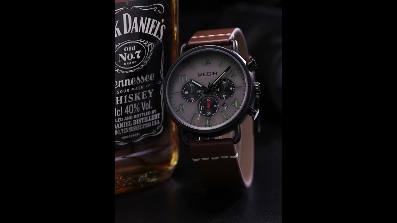 MEGIR Fashion Mens Watches Luxury Sport Quartz Wrist Watch Steel Mesh Business Casual Watches Calendar Leather Band Man Clock 2158