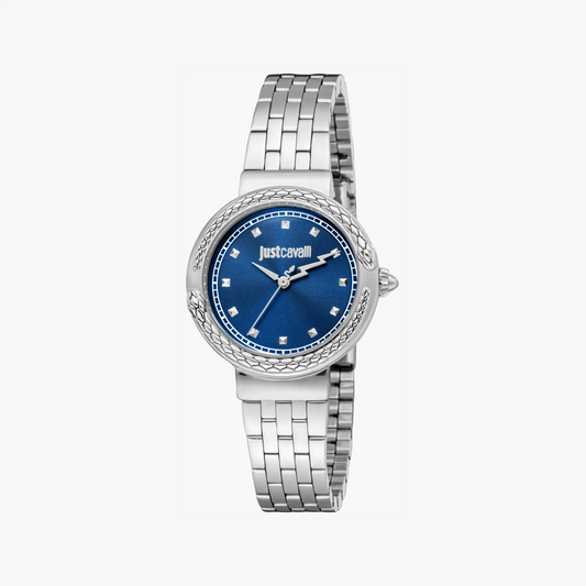 Just Cavalli Men's Silver Watch, Dark Blue Dial | Jc1l311m0015-0